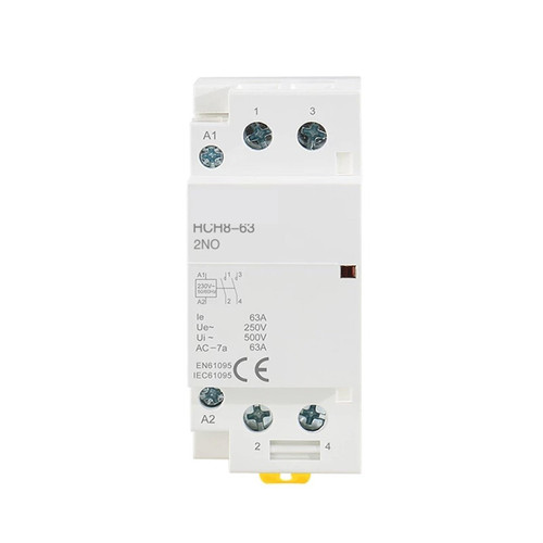 HCH8-63 Modular Contactor 2P 63A 2NO or 2NC 1NO1NC 220V Automatic Household Contactor Din Rail Type (Color : 2P 63A 2NC AC230V)