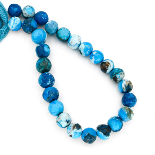 Howlite Turquoise Stone Making Beads - Natural Round Faceted Turquoise Gemstone Beads 8 Inch Strand Wholesale Loose Beads for DIY Making Jewelry (8 to 9 mm)