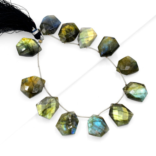Natural Labradorite Gemstone Beads Briolette Faceted DIY Making Jewelry Loose Stone Bead 1 Strand Jade Crystal Glass Stones for Necklace, Bracelet, Pendant (Labradorite A1)