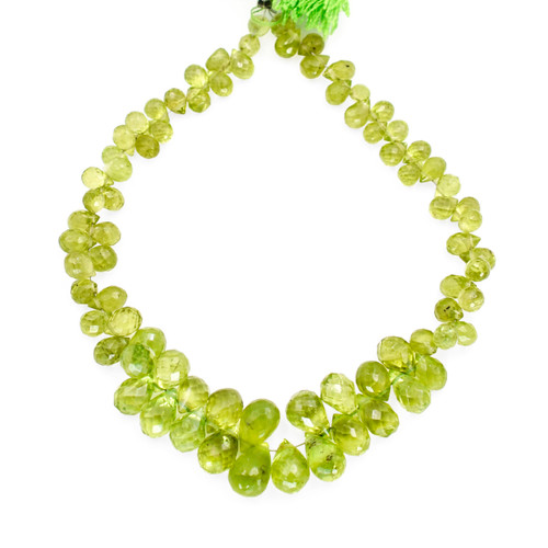 Natural Peridot Stone Loose Beads 8 Inch Strand 4x5 to 7x10mm Faceted Gemstone Beads for Jewelry Making Wholesale Briolette Beads Peridot Gemstone Beads