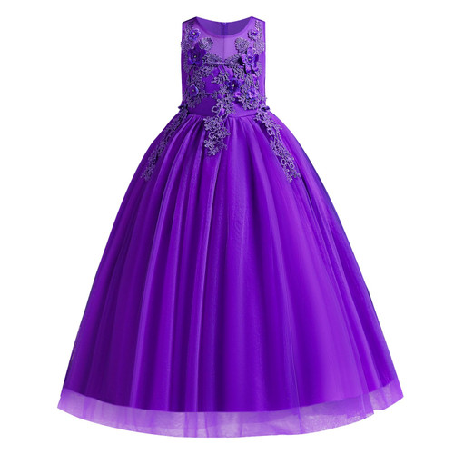 Tulle Dress for Girls: Little Big Girl Bridesmaid Pageant Flower Princess Wedding Formal Prom Floor Long Tulle Dress Dance Evening Maxi Gown Purple 14-15 Years Tulle Dress for Girls: Little Big Girl Bridesmaid Pageant Flower Princess Wedding Formal Prom Floor Long Tulle Dress Dance Evening Maxi Gown Purple 14-15 Years