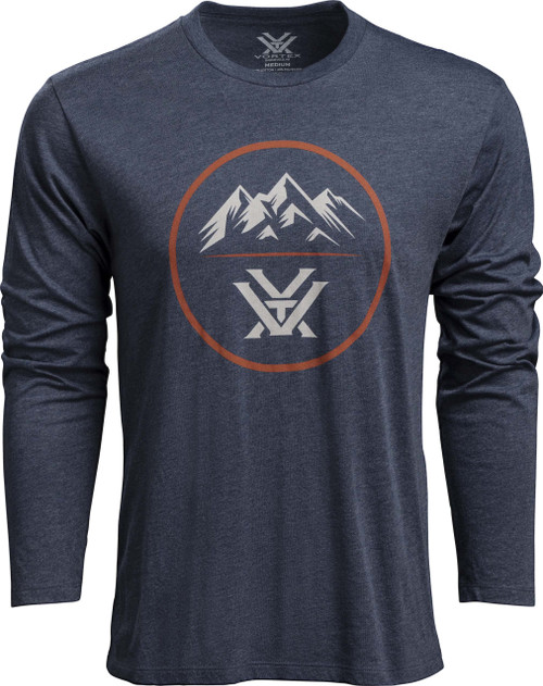 Optics Three Peaks Long Sleeve Shirts (Navy Heather, 3X-Large)