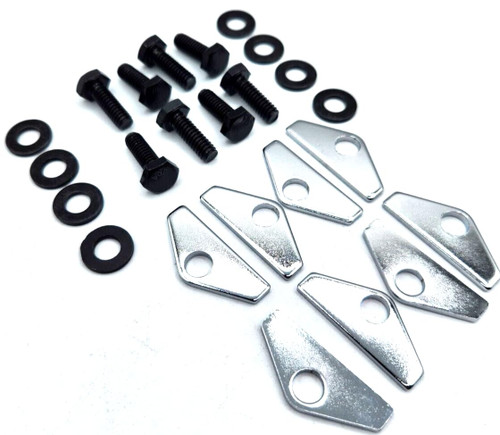 for Chrome Valve Cover Tabs & Black Bolt Set SBC Small Block Chevy 283 327 350 55-86