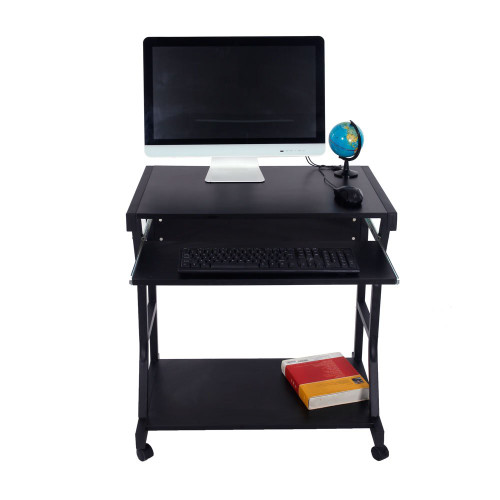 Computer Desk,Moveable Four-Wheel Computer Desk for Home Office, Sturdy Writing Desk,Black