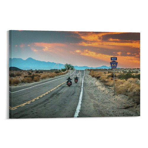Historic Route 66 Poster Biker Riding Motorcycle Sunset on Route 66 Poster Canvas Painting Wall Art Poster for Bedroom Living Room Decor 12x18inch(30x45cm) Frame-style Historic Route 66 Poster Biker Riding Motorcycle Sunset on Route 66 Poster Canvas Painting Wall Art Poster for Bedroom Living Room Decor 12x18inch(30x45cm) Frame-style