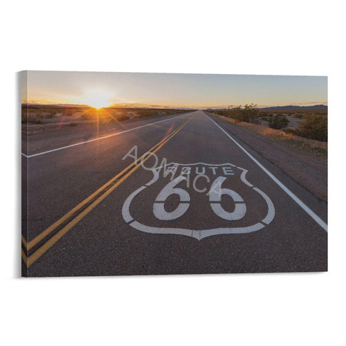 Historic Route 66 Poster Sunset on Route 66 Poster Canvas Painting Wall Art Poster for Bedroom Living Room Decor 12x18inch(30x45cm) Frame-style Historic Route 66 Poster Sunset on Route 66 Poster Canvas Painting Wall Art Poster for Bedroom Living Room Decor 12x18inch(30x45cm) Frame-style