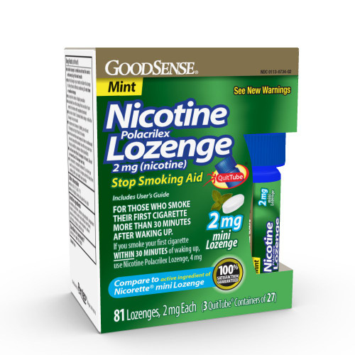 Mini Nicotine Polacrilex Lozenge, 2 mg (nicotine), Stop Smoking Aid, Mint Flavor; quit smoking with mint nicotine lozenge, 81 Count