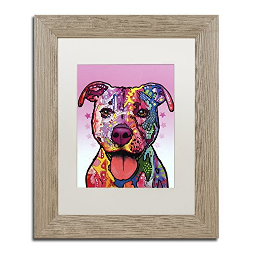 Cherish The Pitbull by Dean Russo, White Matte, Birch Frame 11x14-Inch