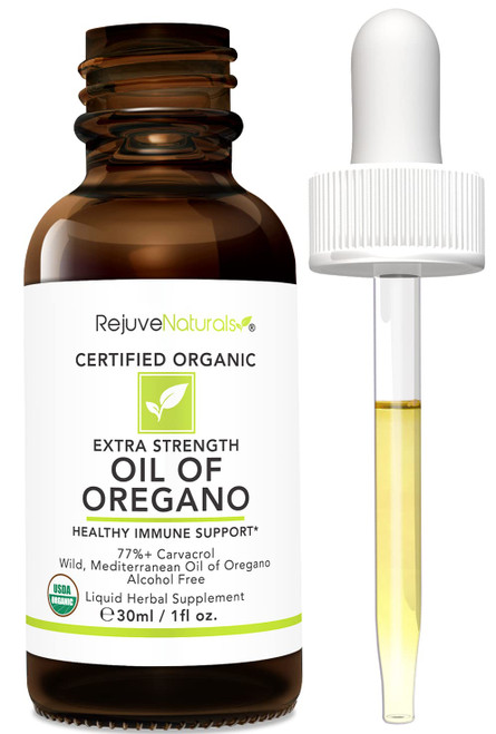 Extra Strength Oil of Oregano, USDA Organic, 1 fl oz (30ml Liquid) Wild, Mediterranean Oregano Oil. Concentrated Immune Support Drops. Gluten Free, Vegan & Non-GMO. Min 77% Carvacrol