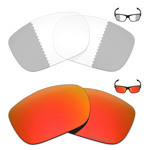 + 2 Pair Replacement Lenses for Oakley TwoFace Sunglass - Eclipse Grey Photochromic/Fire Red
