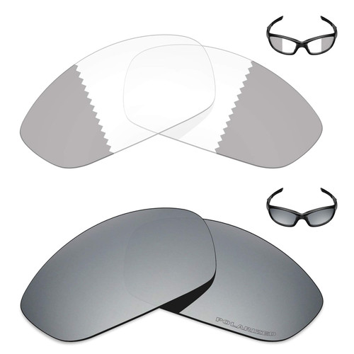 + 2 Pair Replacement Lenses for Oakley Straight Jacket 2007 Sunglass - Eclipse Grey Photochromic/Silver Titanium