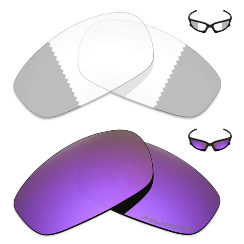 + 2 Pair Replacement Lenses for Oakley Split Jacket Sunglass - Eclipse Grey Photochromic/Plasma Purple