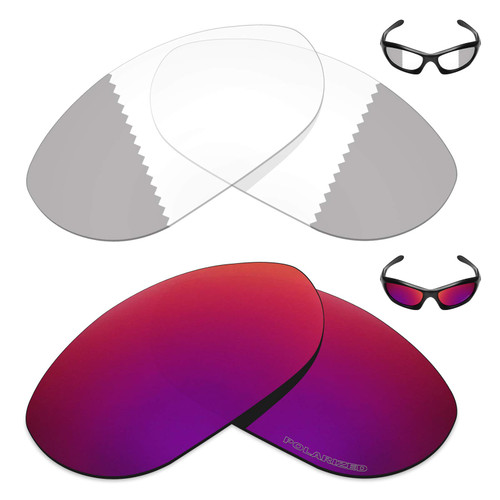 + 2 Pair Replacement Lenses for Oakley Monster Dog Sunglass - Eclipse Grey Photochromic/Midnight Sun