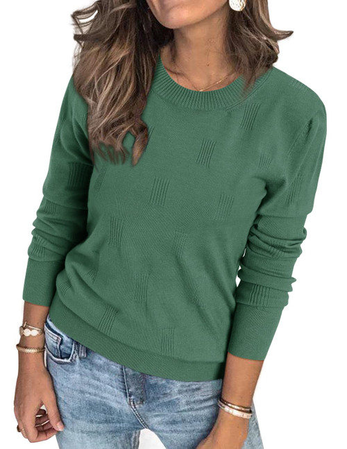 Womens Spring Tops 2024 Trendy Fashion Long Sleeve Shirt Knit Pullover Sweater Dressy Blouse Clothes Grey Green