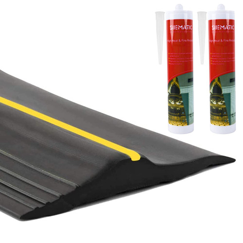 16.5Ft/5M Universal Garage Threshold Seal Strip with 300ml Black Sealants/Adhesives, Garage Door Bottom Weatherproof Strip Rubber DIY Weather Stripping Replacement(Black)