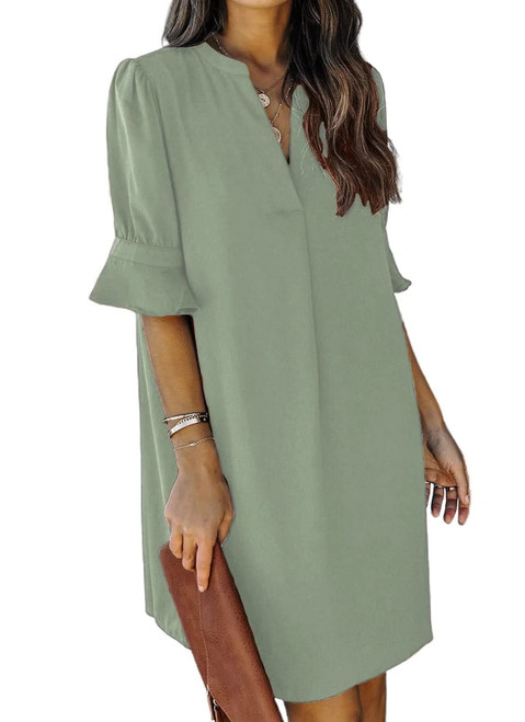 Summer Dresses for Women Cute V Neck Loose Swing Casual Short Shift Dress Light Green XXL Summer Dresses for Women Cute V Neck Loose Swing Casual Short Shift Dress Light Green XXL