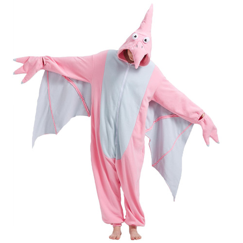 Adult Pink Pterosaur Onesie Pajamas,Dinosaur Onesie Pajamas,Christmas Halloween Cosplay Dinosaur Onesie Pajamas for Women Men