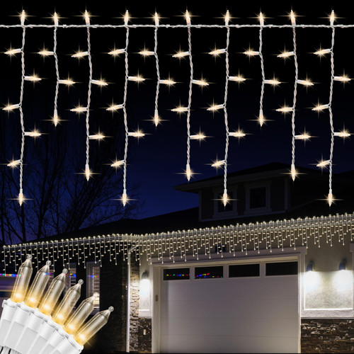 27FT 300 Clear Icicle Lights White Wire, Indoor/Outdoor Christmas Lights, Outdoor Holiday Icicle Lights 27FT 300 Clear Icicle Lights White Wire, Indoor/Outdoor Christmas Lights, Outdoor Holiday Icicle Lights