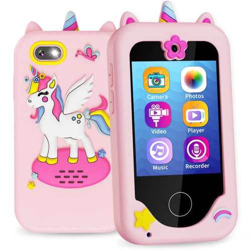 Kids Phone Gifts for 3-8 Year Old Girls, Toy Phone with Dual Camera, MP3 Music Player, Games, ABCs for Kids Touchscreen Toddler Phone Learning Toy Birthday Unicorn Gifts for Girls Age 3 4 5 6 7 8