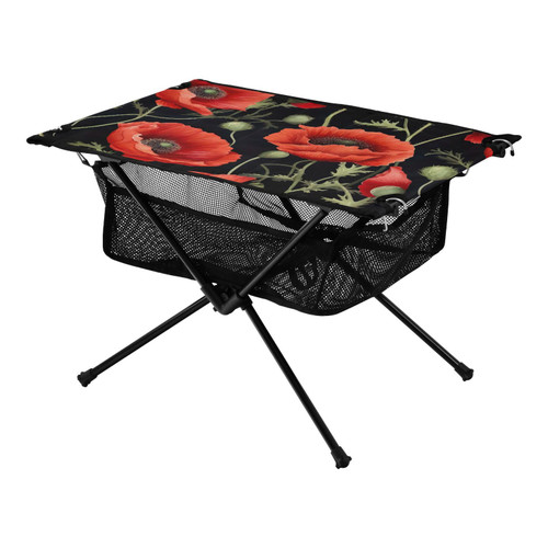 Poppies Flower Floral Folding Camping Table Portable Beach Table with Carry Bag Small Camping Side Table for Camping Picnic BBQ Backpacking Beach