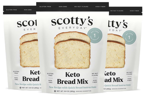 Keto Bread Low Carb Mix - Gluten-Free Bread Mix- 1g Net Carb Per Serving - Sweetened with Allulose - No Erythritol - Easy Fresh Baked Bread, Nut Flour-Free - Sugar-Free, Non-GMO, Kosher, Makes 1 Loaf - w/ Quick Bread Instructions (3 Packs) Keto Bread Low Carb Mix - Gluten-Free Bread Mix- 1g Net Carb Per Serving - Sweetened with Allulose - No Erythritol - Easy Fresh Baked Bread, Nut Flour-Free - Sugar-Free, Non-GMO, Kosher, Makes 1 Loaf - w/ Quick Bread Instructions (3 Packs)