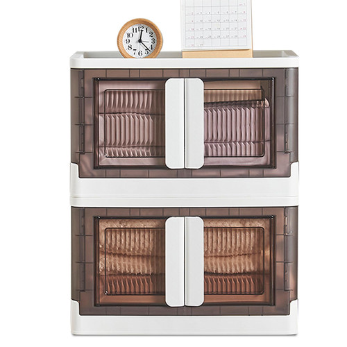 8.5 Gallon Storage Bins with Lids and Wheels,Stackable Storage Bins Organizers,Collapsible Storage Box,Plastic Storage Cabinet Containers for Closets Home Office, 2 Pack