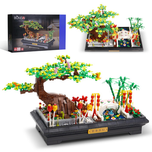 1426PCS Pine Bonsai Tree Mini Building Blocks Set,Traditional Architecture Building Kit(Not Compatible with Lego),Exquisite Flowers Bonsai Tree Model Kit for 6+ Kids Or Adults