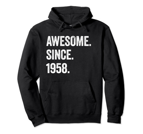 66 Years Old Awesome Since 1958 66th Birthday Pullover Hoodie