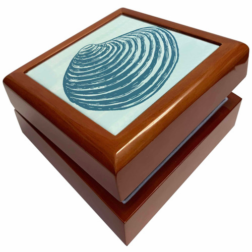 Blue Shell - Beach Theme Art, Jewelry Box jb-108916-1
