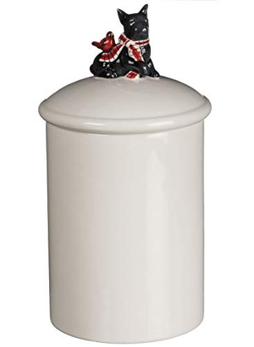 Ceramic Cookie Jar with Dog and Cardinal Lid Treat Container 10 Inch