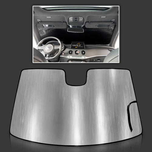 GalaxyAutoShield Custom Fit Reflective Windshield Sun Shade for 2018 2019 2020 2021 2022 2023 Kia Stinger Sedan, Insulated Sunshade Privacy Accessories Blockout UV Reflector Protection