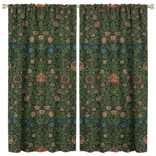 Bohemia Plant Flowers Pattern Blackout Window Curtains, William Morris Art Print Vintage Decor Curtains, for Living Room Bedroom 21(W)*63(L) 2 Panels