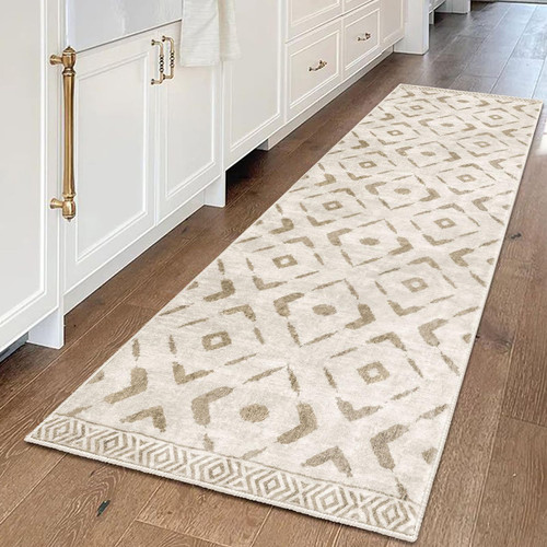 Runners for Hallways, Hallway Runner Rug Washable, Runner Rug Non Slip Distressed Laundry Room Rug, Low-Pile Rug Runner for Entryway/Bedroom/Kitchen/Living Room/Bathroom, 2x6 Beige