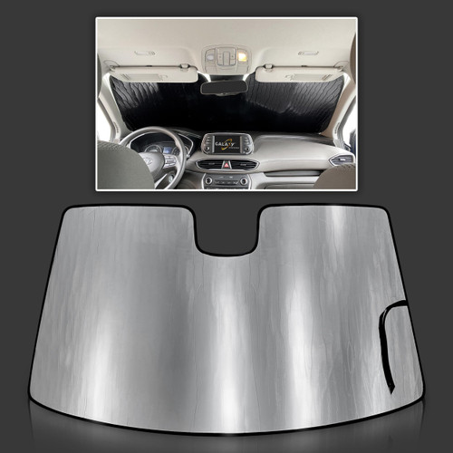 GalaxyAutoShield Custom Fit Reflective Windshield Sun Shade for 2019 2020 2021 2022 2023 Hyundai Santa Fe SUV, Insulated Sunshade Privacy Accessories Blockout UV Reflector Protection - Made in USA