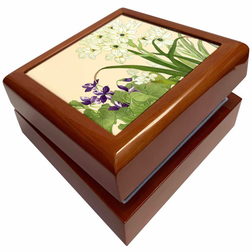 White Scilla and Purple Violets, Jewelry Box jb-172943-1