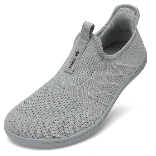 Men's Wide Slip On Minimalist Barefoot Shoes Zero Drop Sole Cross-Trainer Sneaker Lightweight Breathable Trail Running Walking Shoes Light Grey-47