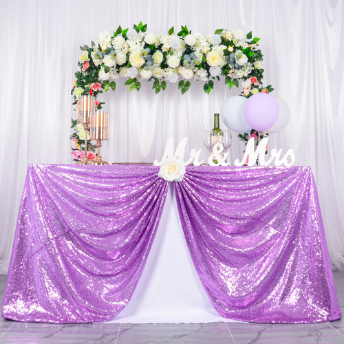 Sequin Tablecloth Lavender 90"x132" Rectangular Sparkly Elegant Drape Sequin Tablecloth for Wedding Party Cake Dessert Events Christmas Decorations
