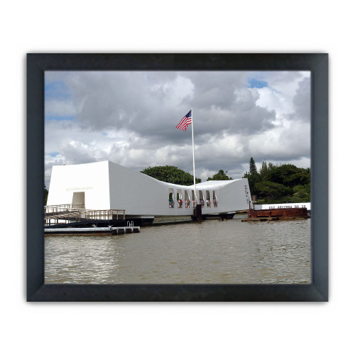 The USS Arizona Memorial is seen December 5, 2003 at Pearl Harbor in Honolulu, Hawaii. 13"x16" Framed Photo (Finished Size) The USS Arizona Memorial is seen December 5, 2003 at Pearl Harbor in Honolulu, Hawaii. 13"x16" Framed Photo (Finished Size)