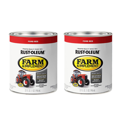 280155-2PK Farm & Implement Enamel Paint, Quart, Ford Red, 32 Fl Oz (Pack of 2)