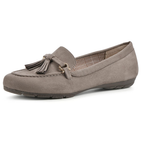 Women's Shoes Gush Driving Moccasin Loafer Flat, Taupe/Suedette, 6 M