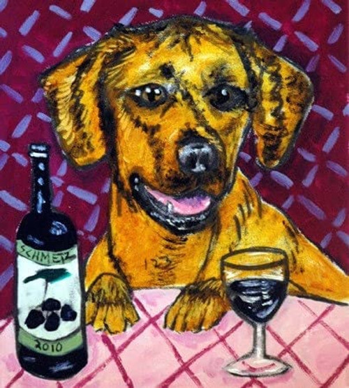 Rhodesian Ridgeback at the Wine Bar Dog Art coaster tile Gift Rhodesian Ridgeback at the Wine Bar Dog Art coaster tile Gift