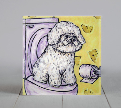 bichion frise art coaster tile - in the bathroom - multiple sizes - gifts