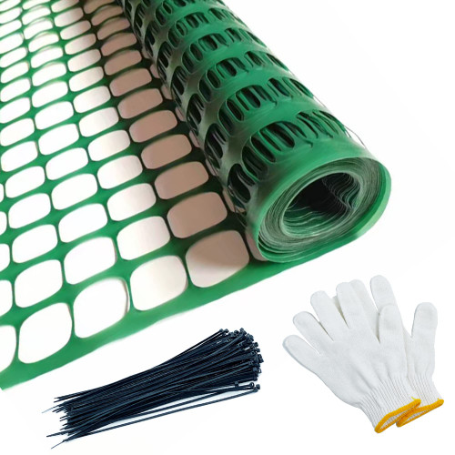 Safety Fence Plastic Mesh Fencing Roll, 4'x100' Feet 1 Roll with 100 Zip Ties, Temporary Reusable Netting for Snow Fence, Garden, Construction and Animal Barrier