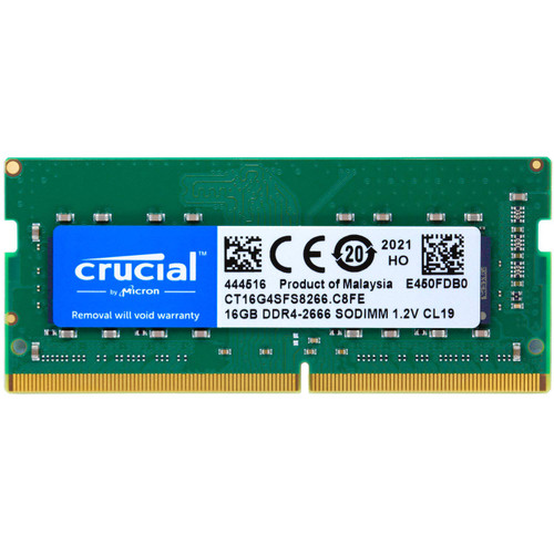 16GB DDR4 SDRAM Memory Module - for Notebook - 16 GB - DDR4-2666/PC4-21300 DDR4 SDRAM - CL19-1.20 V - Non-ECC - Unbuffered - 260-pin - SoDIMM (CT16G4SFS8266)