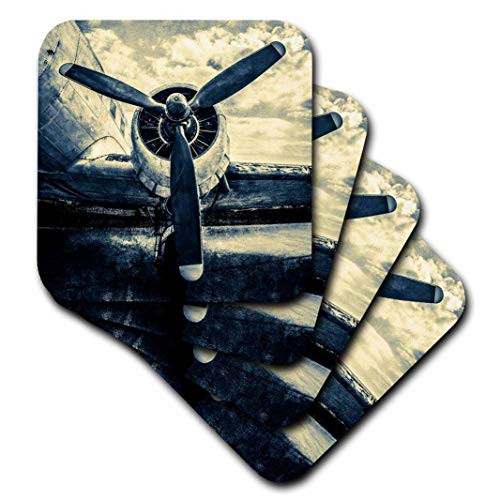 3dRose cst_271981_3 Abstracts Of Aviation Ceramic Tile Coasters, Set of 4, Clear