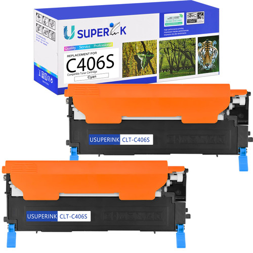 Toner cartridges Compatible for Samsung CLT-C406S C406S CLTC406S Use with Xpress C410W C460W C460FW CLP-360 CLP-365 CLP-365W CLX-3300 CLX-3305 Printer Laser Printer (1 Pack Cyan)