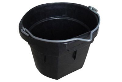 8 Quart Black Rubber Flat Back Sided Utility Bucket Pail - Pack of (1)