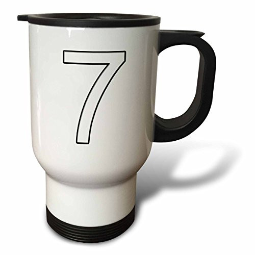 3dRose Number 7 Stainless Steel Travel Mug, 14-Ounce