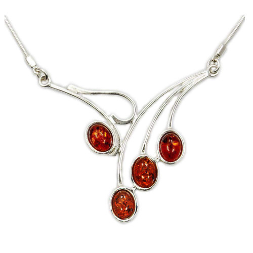 Amber Necklace Sterling Silver Natural Honey Baltic Amber Necklace