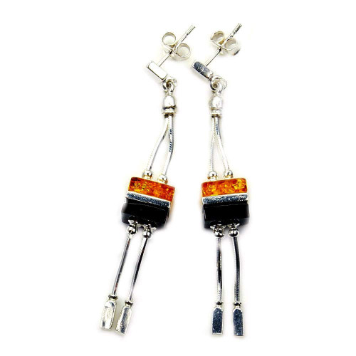 Amber Earrings Natural Amber & Sterling Silver Dangle Earrings
